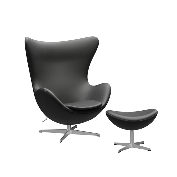 Arne Jacobsen Ægget m. fodskammel - Essential læder