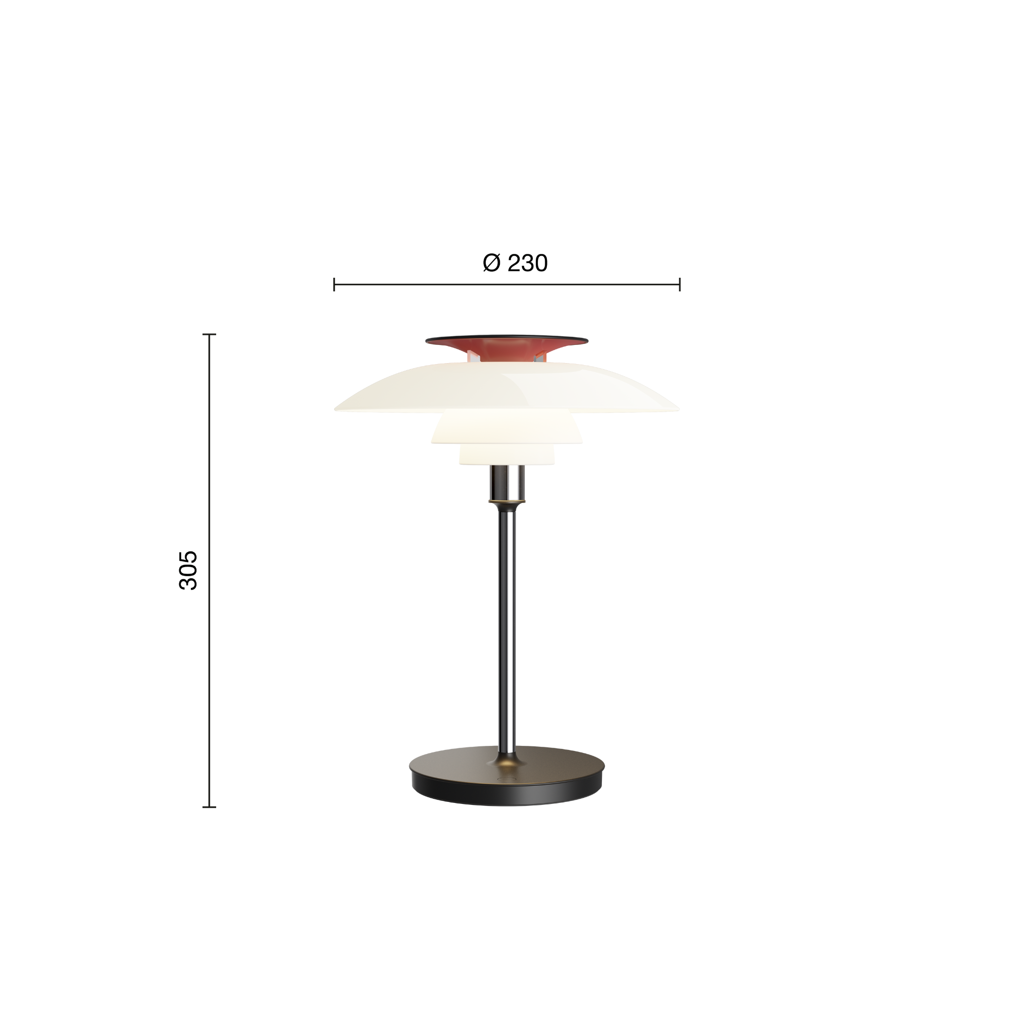 Louis Poulsen PH 80 Portable bordlampe - Opal white/high lustre chrome plated