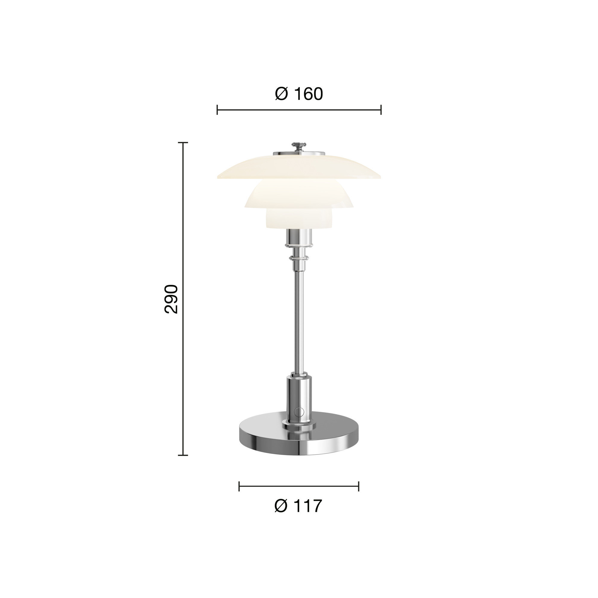 Louis Poulsen PH 1/1 Portable bordlampe - High Lustre Chrome Plated
