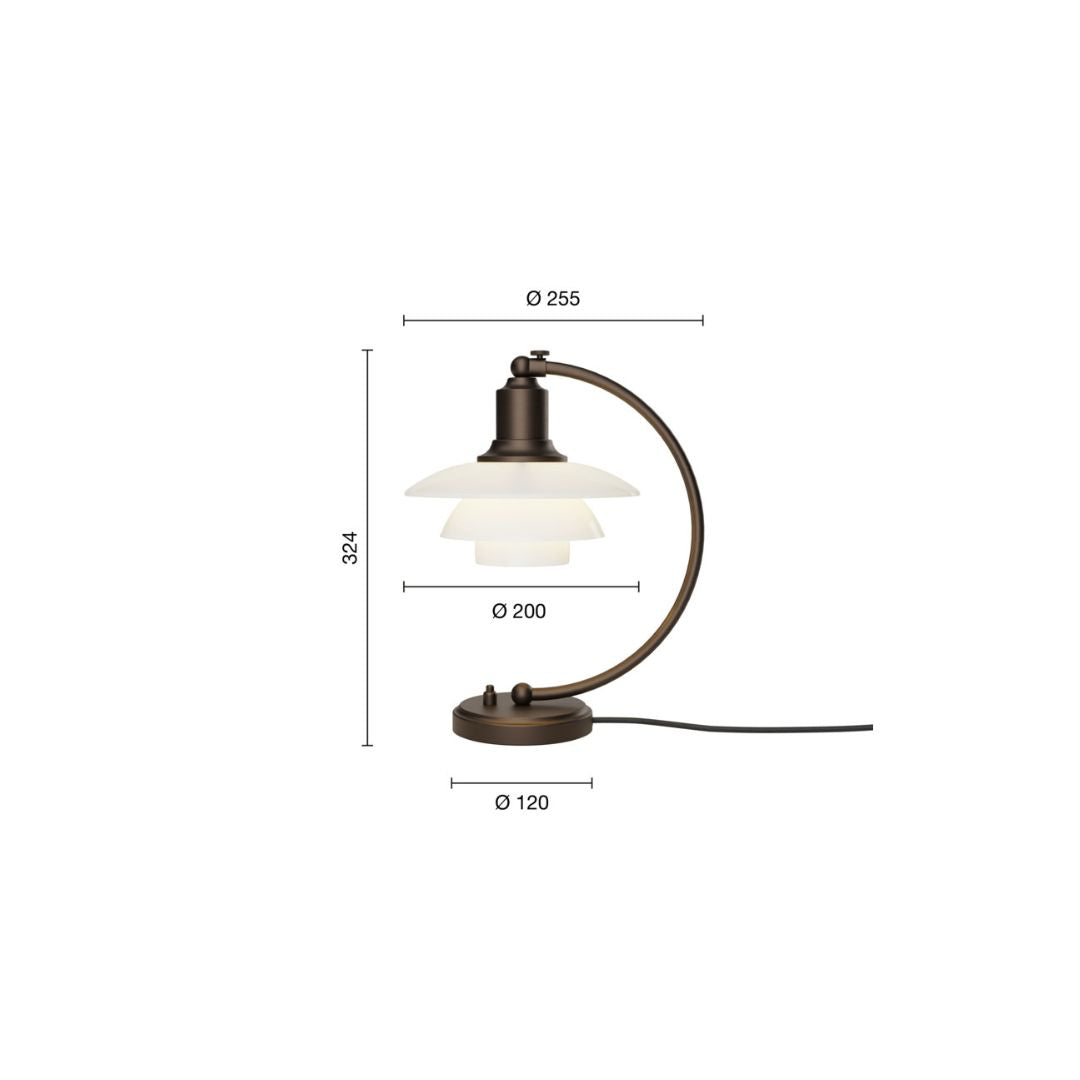 Louis Poulsen PH 2/2 Luna Aged Brass Opal Bordlampe