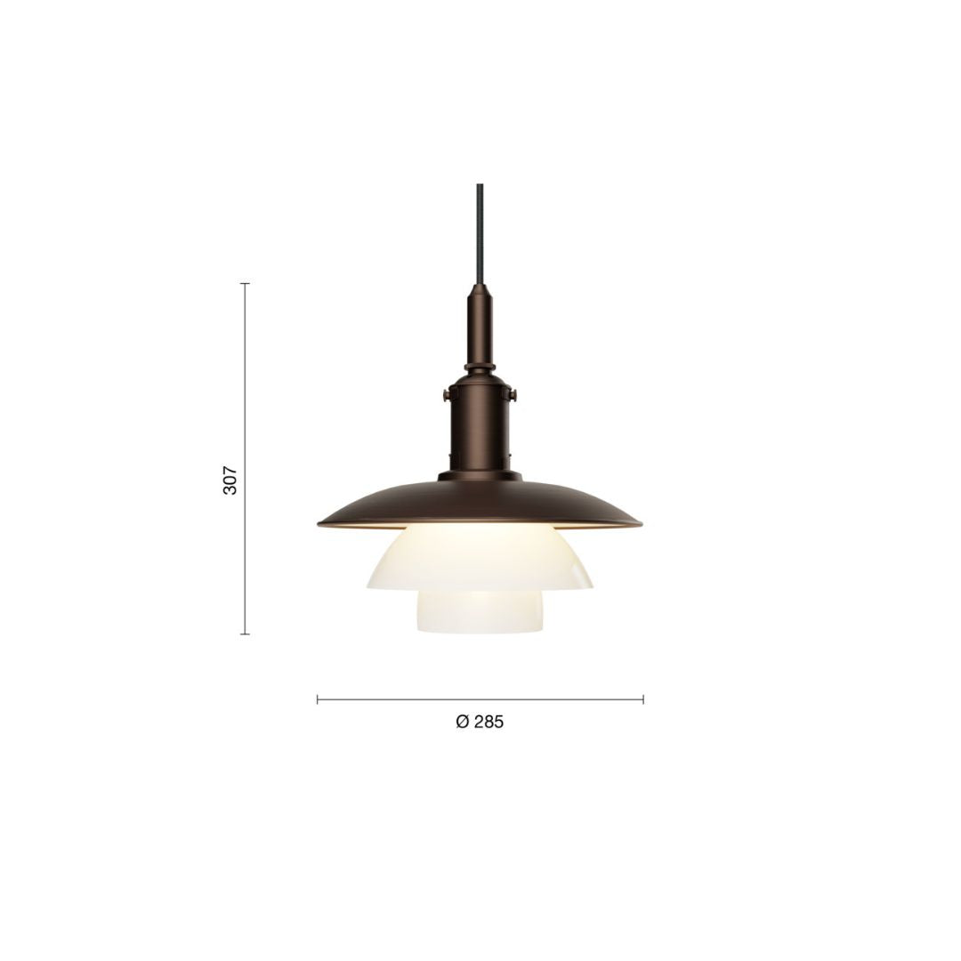 Louis Poulsen PH 3/3 Aged Brass Opal Pendel