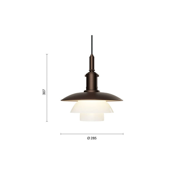 Louis Poulsen PH 3/3 Aged Brass Opal Pendel