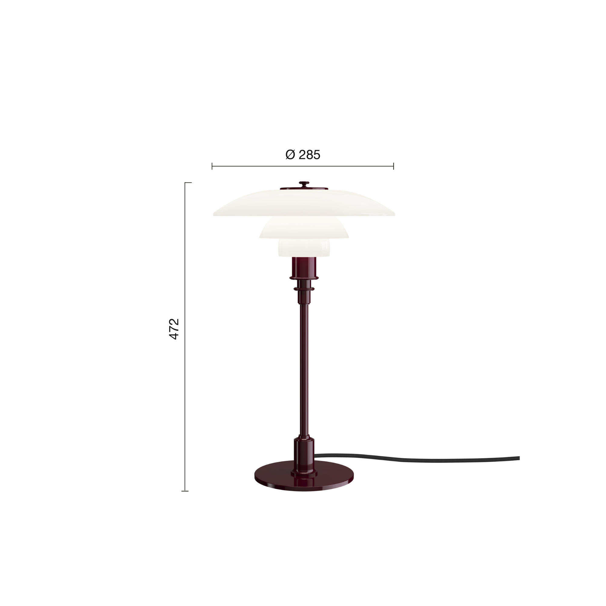 PH 3/2 bordlampe | Glossy Deep Burgundy