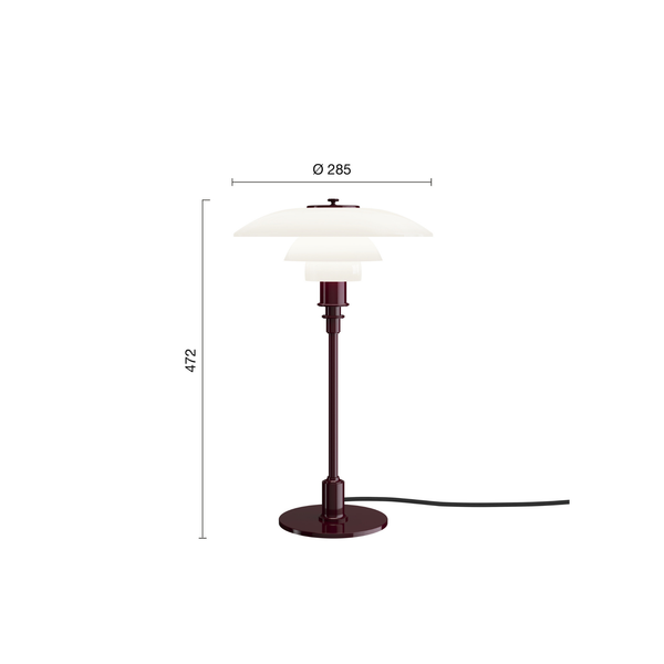 PH 3/2 bordlampe | Glossy Deep Burgundy