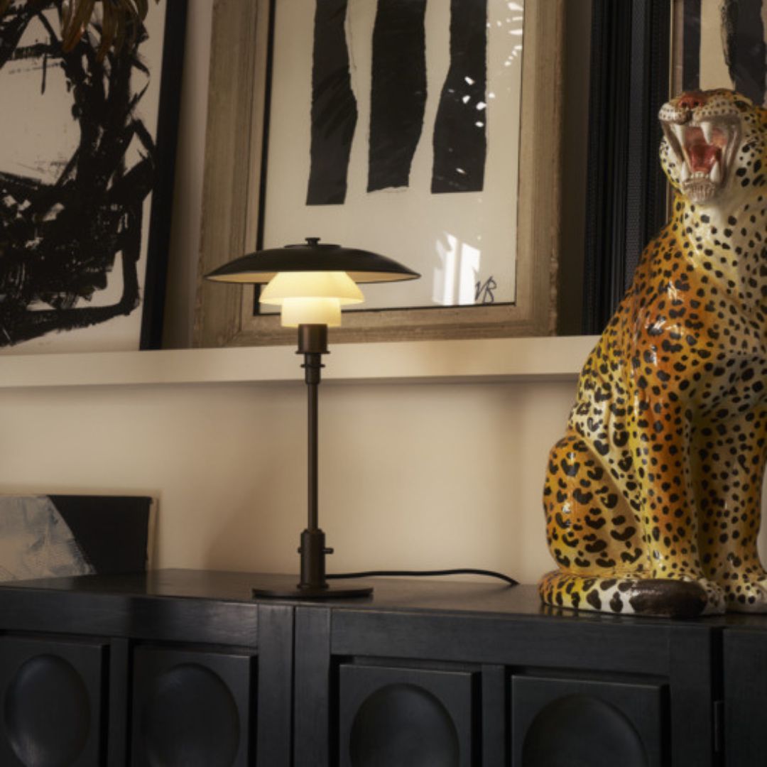 Louis Poulsen PH 3/2 aged brass opal bordlampe