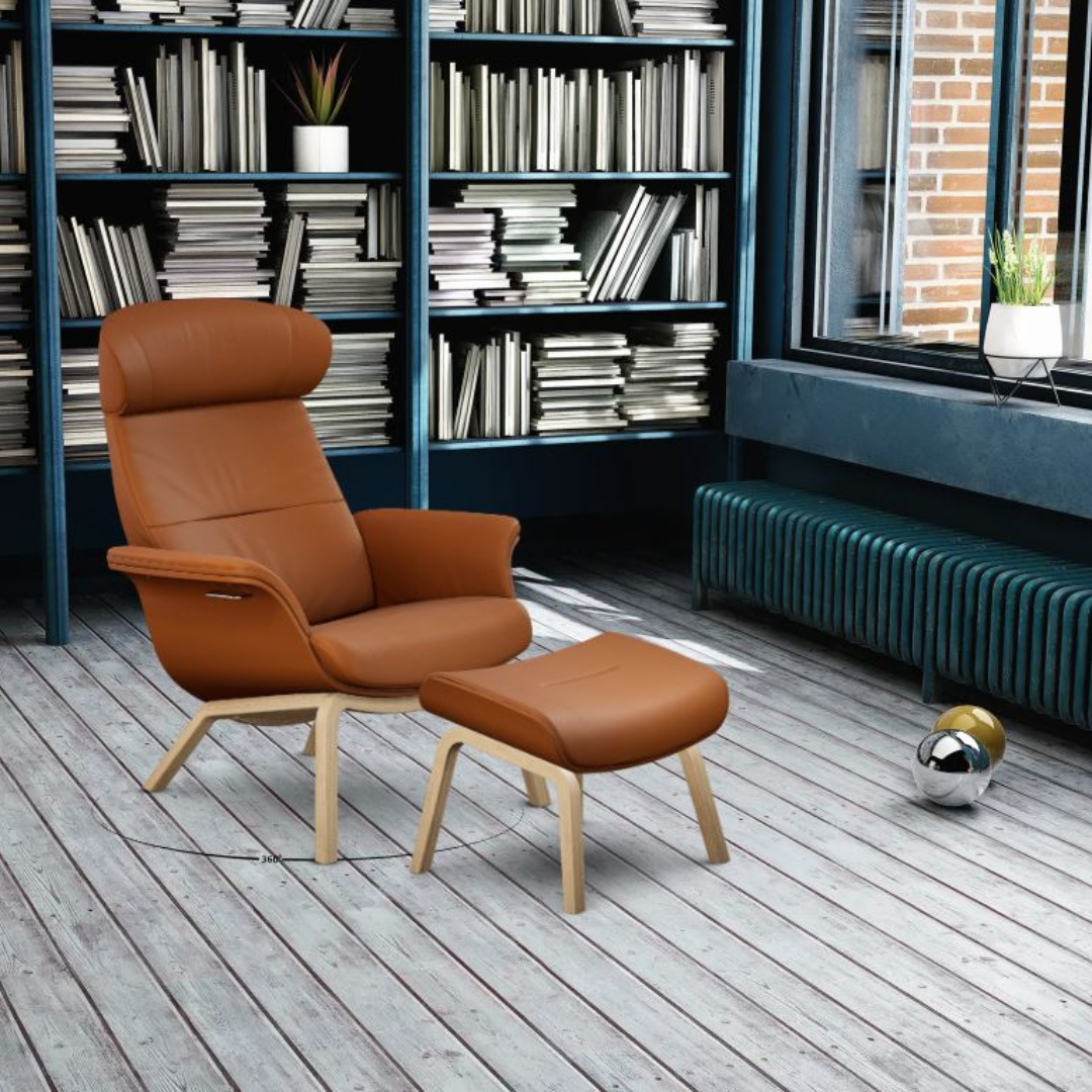 Timeout lænestol - 4 ben - Læder