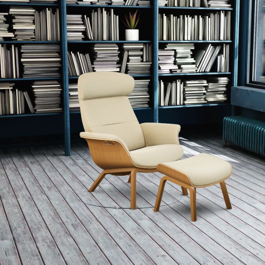 Timeout lænestol - 4 ben - Læder